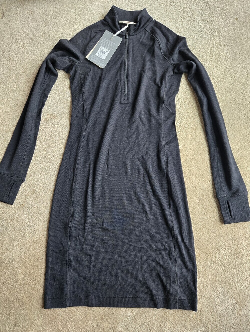 New Icebreaker Granary Long Sleeve Half Zip Dress.  Merino 260